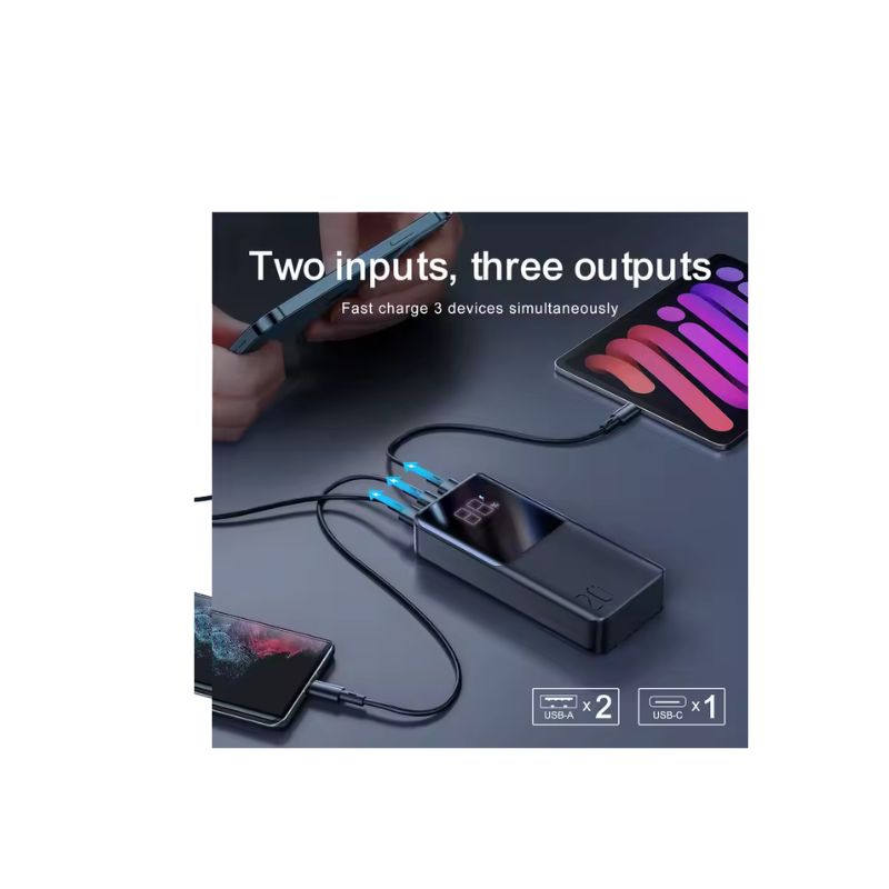 Powerbank 10000 mAh, LED-display och dubbla USB-portar