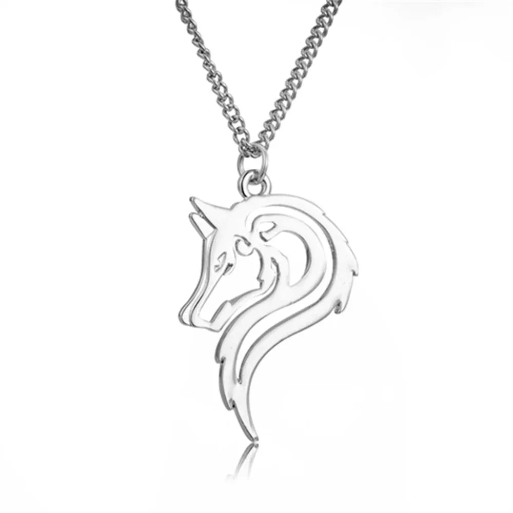 Men's Metal Alloy Wolf Head Pendant Necklace
