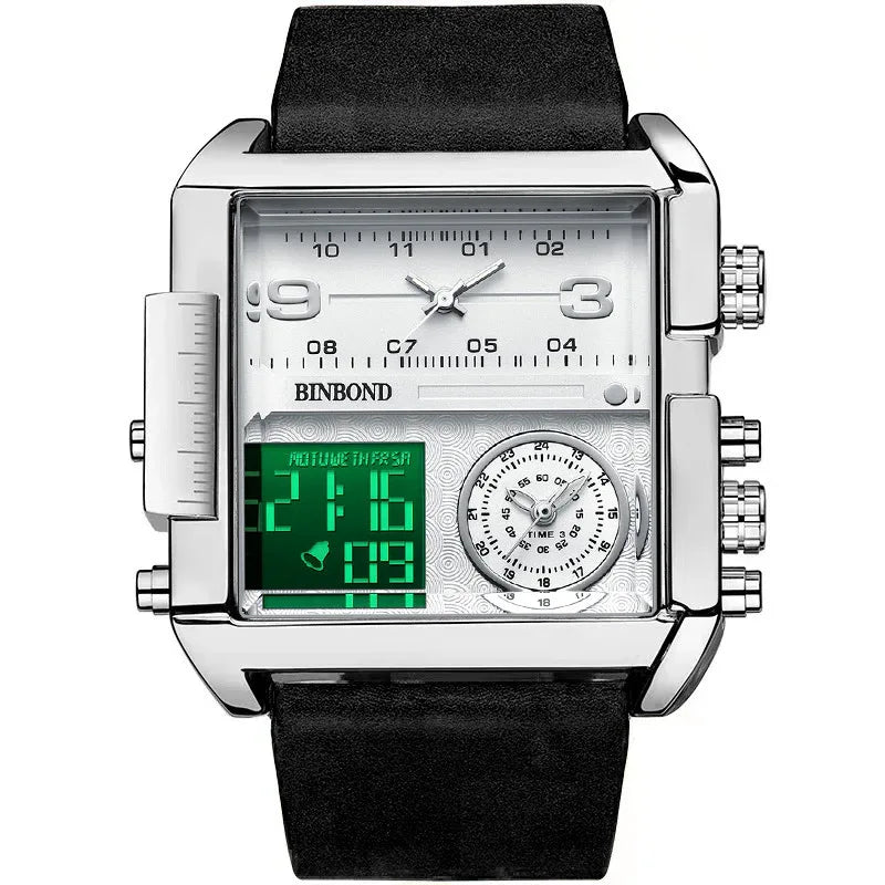 Men's Fashion Large Dial Multi-Functional Sports Quartz Watch