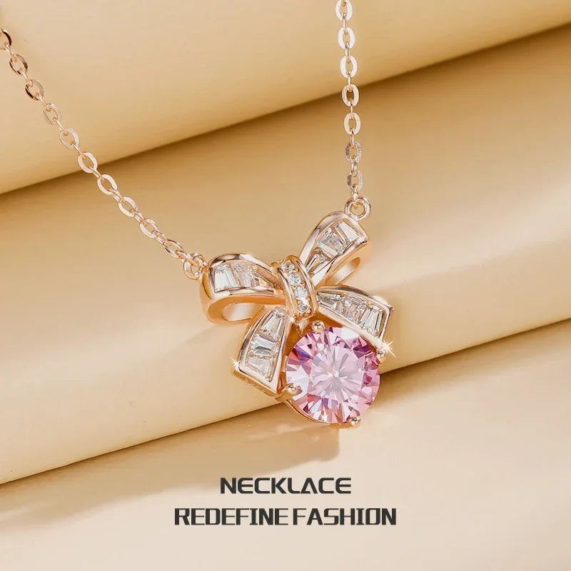Lucky Bow Sterling Silver Necklace For Women