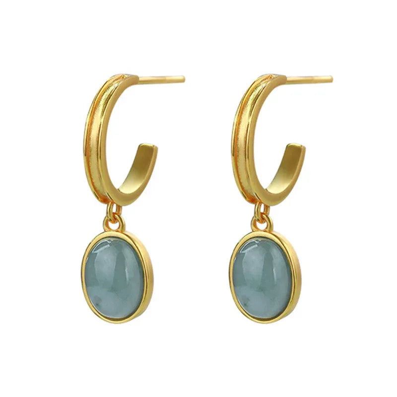 Women's 925 Silver & Natural Jasper Gemstone Earrings