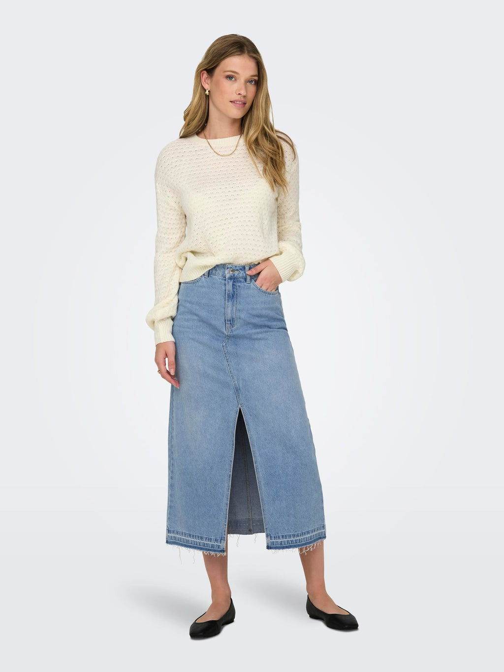 BELLA HW LONG SKIRT DNM