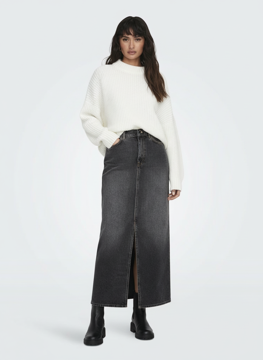 CILLA LONG SLIT SKIRT DNM