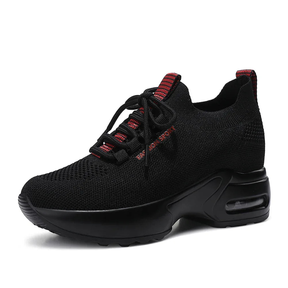 Flyknit Sneakers Summer Height Increasing Insole Women's Mesh Casual Shoes