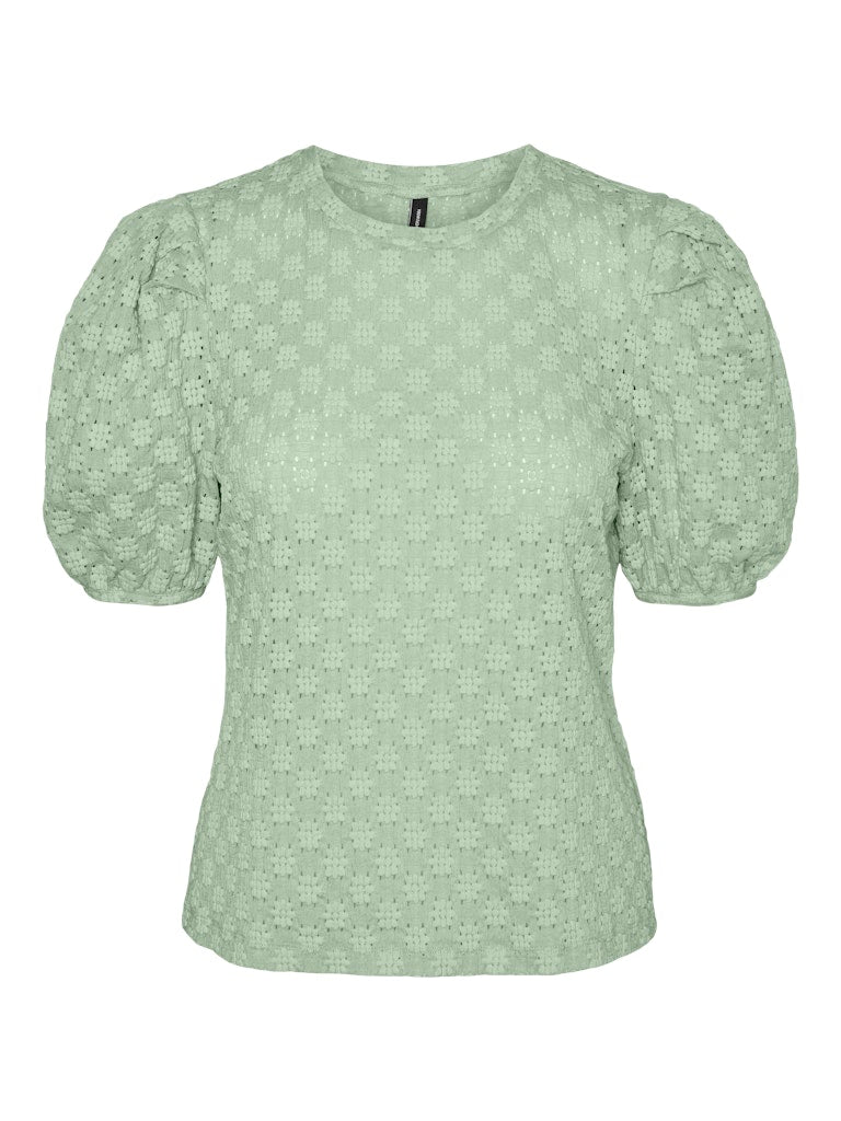 FLOWER SS PUFF SLEEVE TOP