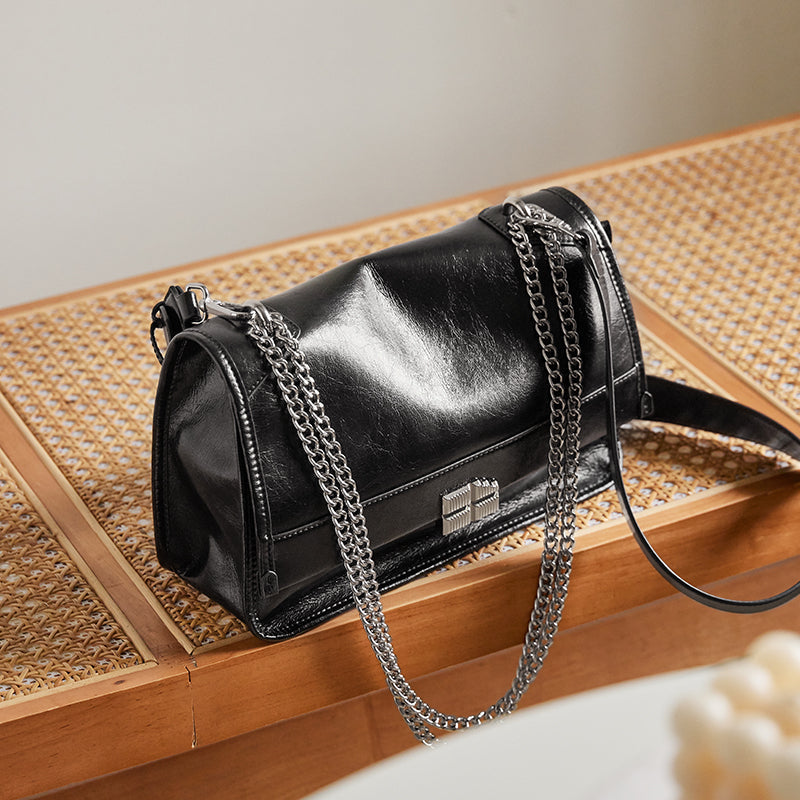Large-Capacity Calf Leather Work Commute Bag