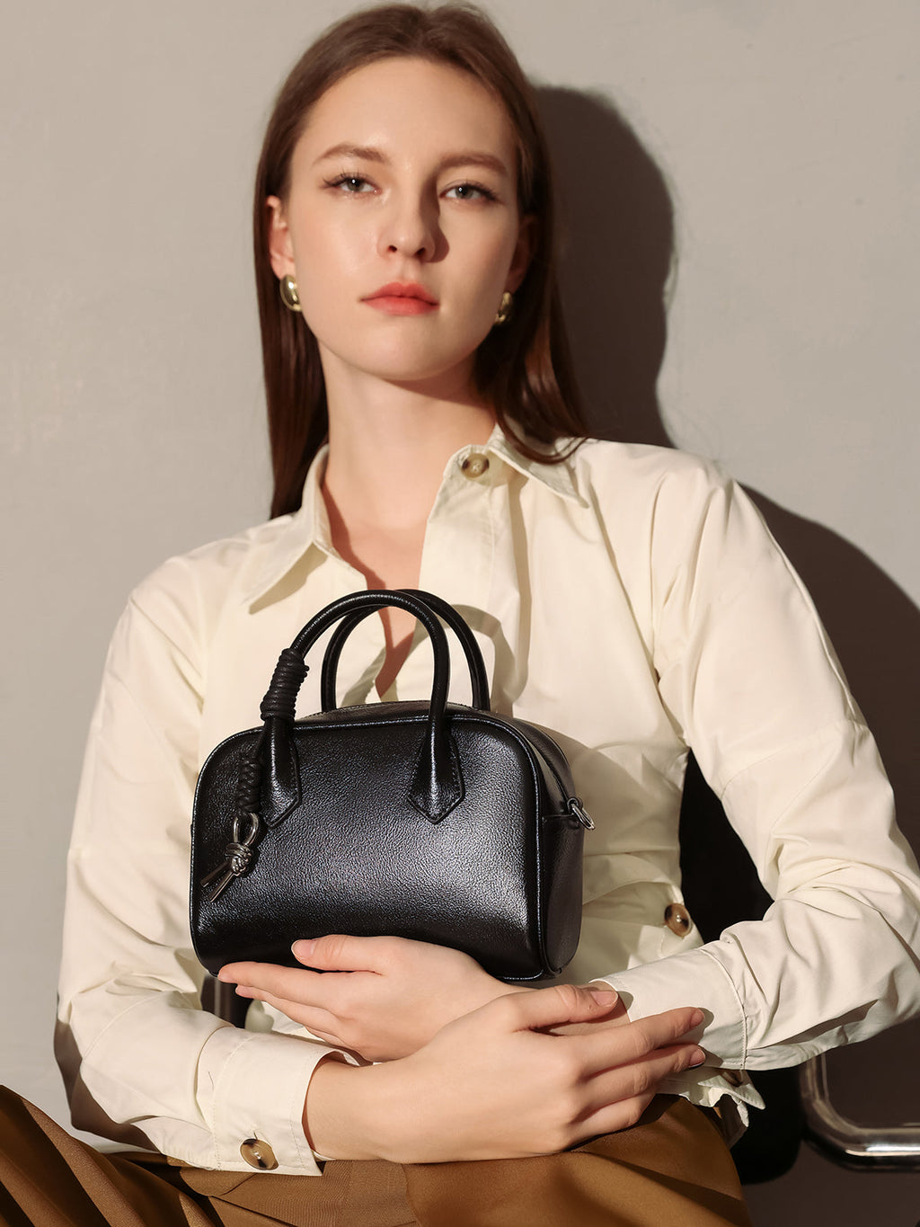 Meredith Leather Boston Top Handle Bag
