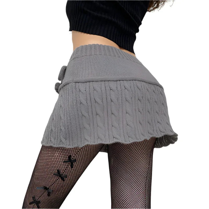 Women's Simple A-line Wool Ball Knitted Skirt